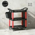 thumbnail image 3 of HOMCOM 3-Tier Rolling Tool Cart, Utility Cart with Side Shelf & Hook Black, 3 of 8