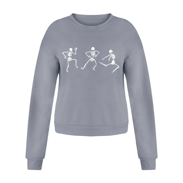 Manga larga Cuello redondo Cuello redondo Linda Ropa fresca Moda Damas Liviano Gris m Hugo Sudadera de Crewneck
