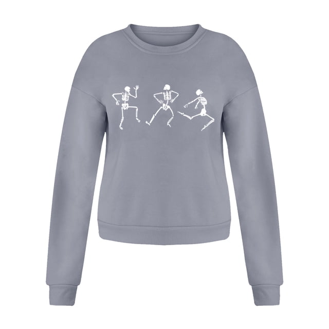 Women Crewneck Pullover Sweatshirt Solid Sweater Lightweight Hedging Printed Loose Round Neck Ladies para Winter Autumn - Gris M Macarena Sudadera de Crewneck