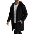 thumbnail image 6 of Men's Long Zip Up Hoodie,Casual Solid Color Winter Warm Hooded Sweatshirt,Athletic Long Jacket with Pockets, 6 of 7