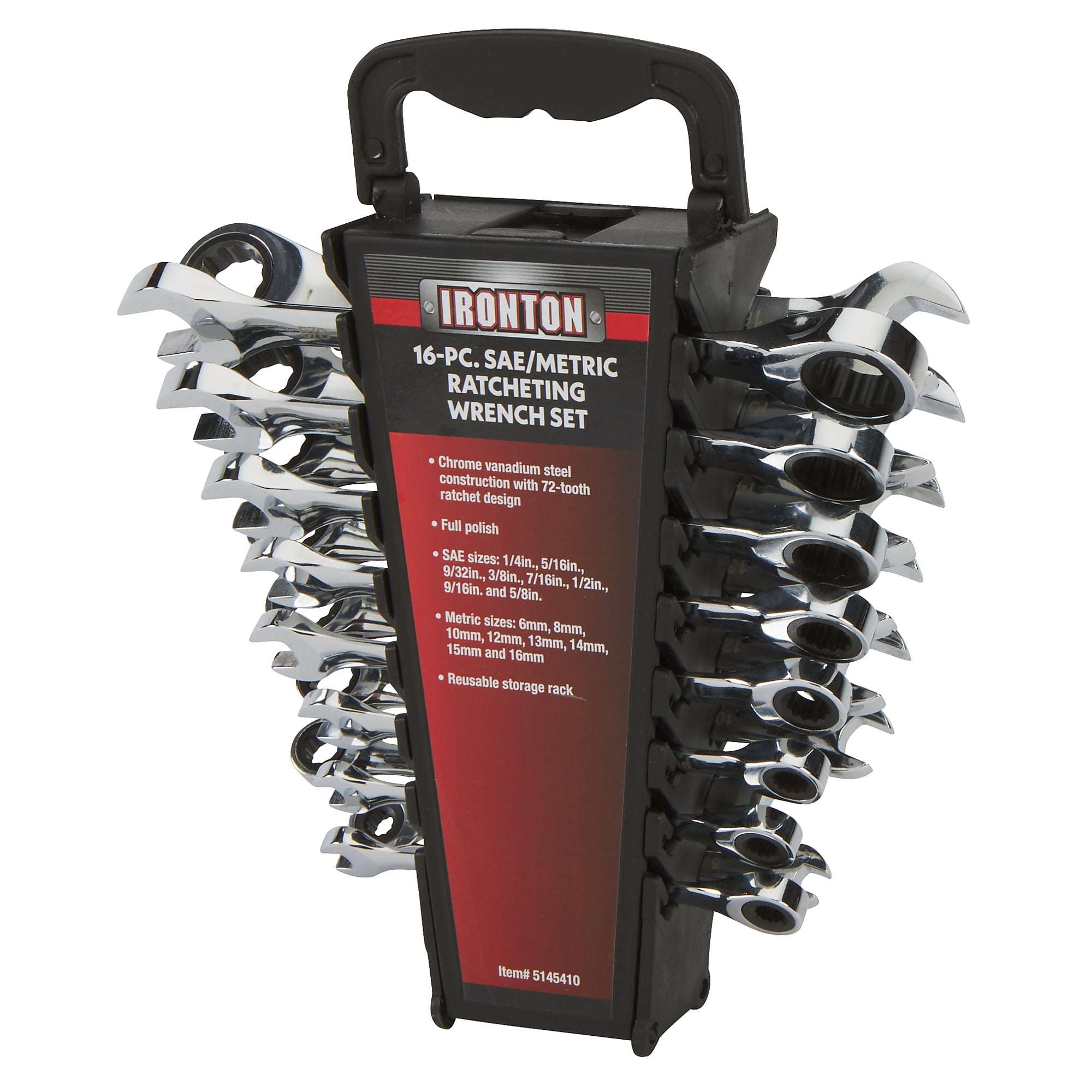 Ironton 16-Pc. SAE/MM Ratchet Wrench Set, Model# 573089A