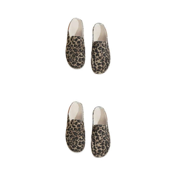 Minnieouse Zuecos de mujer cómodos y favorecedores de 2 piezas para diario en casa, zuecos y pantuflas para mujer, zapatos de lona, leopardo 41 1 Leopardo 41.1 2Conjunto