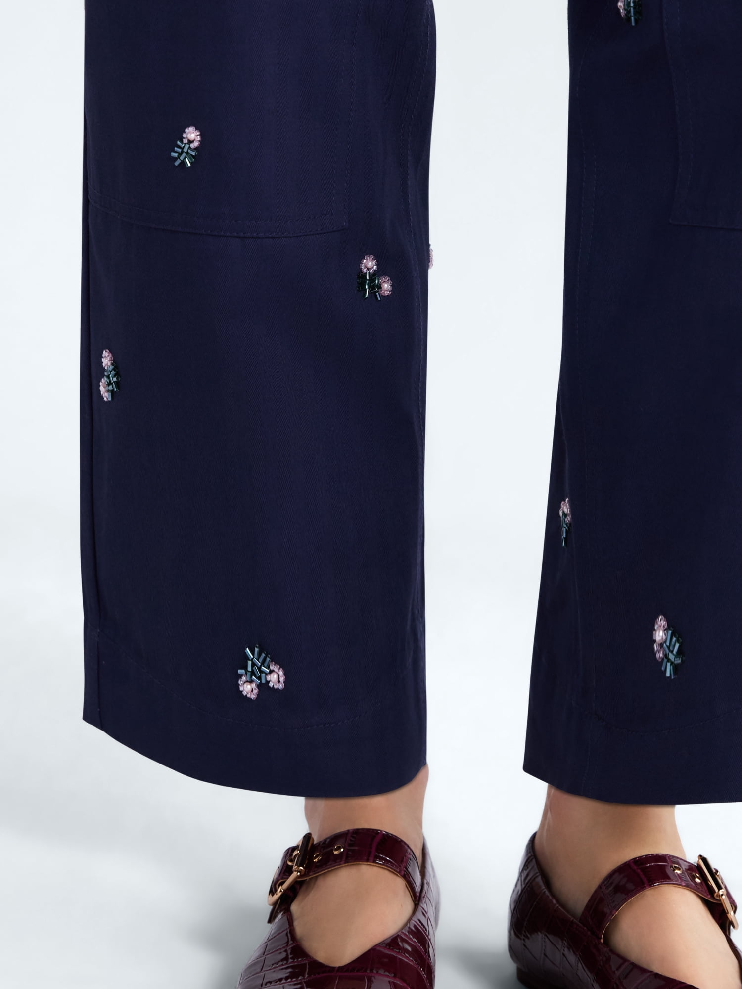 Free Assembly Women's Embellished Cotton Utility Pants, 30" Inseam, Sizes 0-20