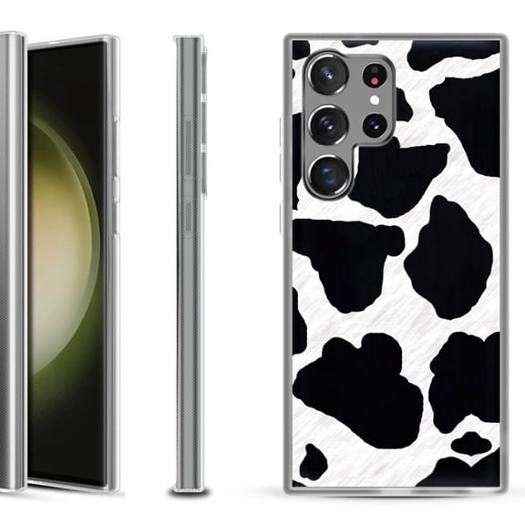 Shockproof Gel Phone Case for Samsung Galaxy S23 Ultra 5G, by OneToughShield ® - Cow Skin Design