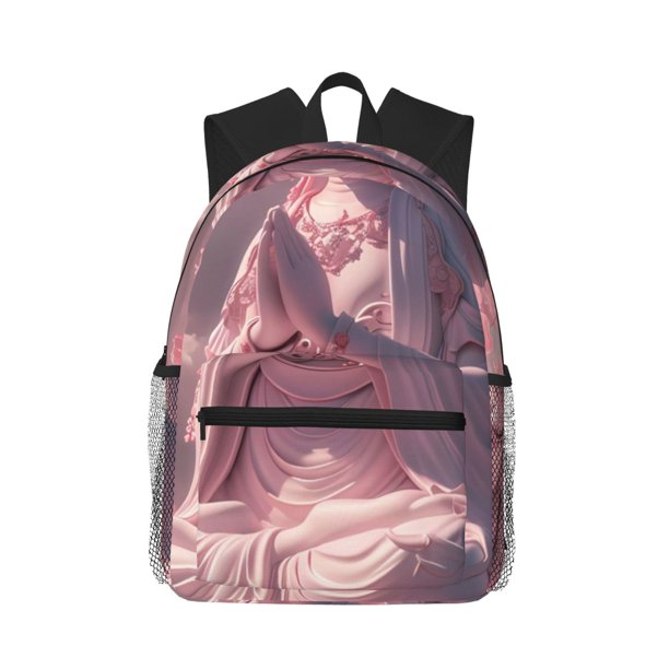 Easygdp Pink Lotus Buddha Mochila Casual para Portátil, Mochila para Escuela, Viajes, Negocios