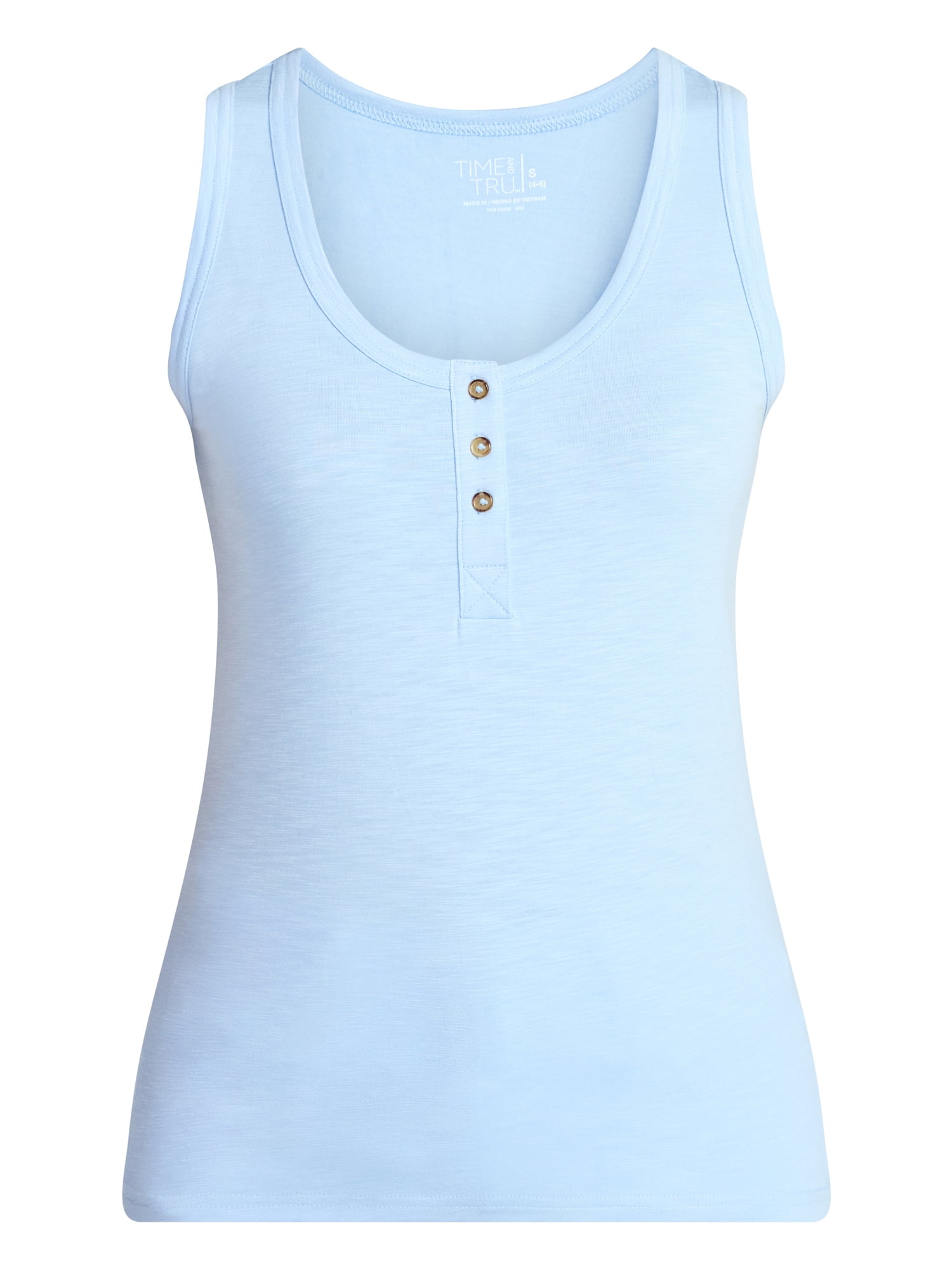 Time and Tru Women’s Slub Henley Tank Top, sizes XS-XXXL