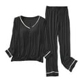 thumbnail image 2 of Censtreet Womens Modal Pajamas Sets 2 Piece Lounge Set Long Sleeve Tops with Chest Pad and Shorts Soft Pjs Loungewear, 2 of 6