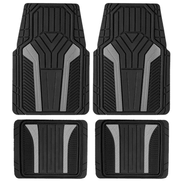 Auto Drive 4Piece Rubber Car Floor Mats Carbon Fiber Gray - Universal Fit, 22WM69-3