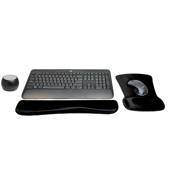 Logitech MK540 Advanced Wireless Keyboard & Mouse Combo Travel Home Office Modern Bundle with Boost Water-Resistant Portable Wireless Bluetooth Speaker, Gel Wrist Pad, & Gel Mouse Pad