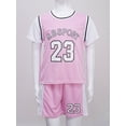 thumbnail image 2 of Manyakai Kids Boys Girls 2 Piece Basketball Outfits Athletic Jersey T-Shirt with Mesh Shorts Sports Pink 170, 2 of 7