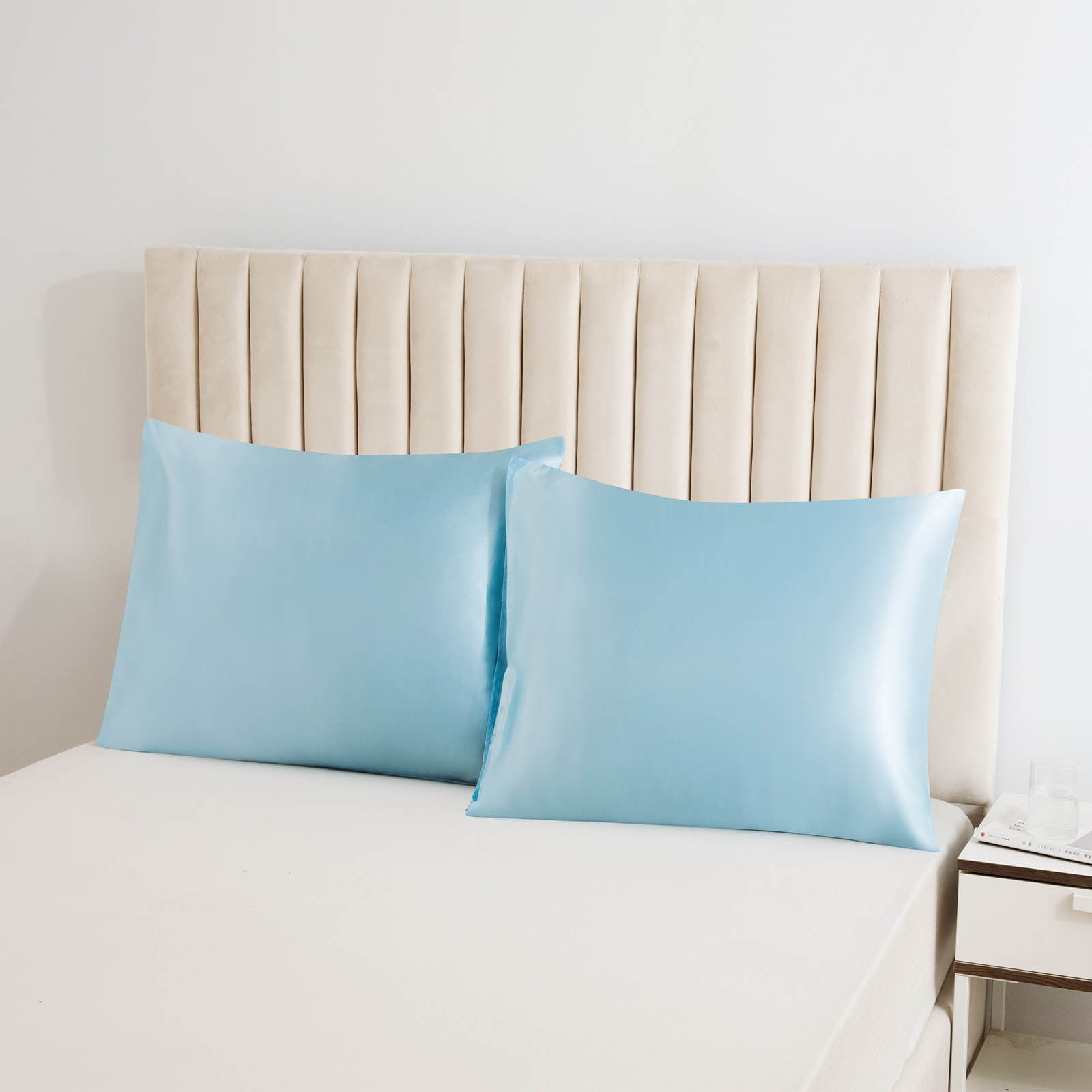 Weloille Faux Silk Pillowcase Set 20x26 in 2Pcs Envelope Closure, Beauty Sleep Pillow Cases for Hair and Skin Care, Multiple Colors Home Essentials