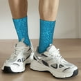 thumbnail image 4 of Uemuo Blue Glitter Pattern Women's Crew Socks, Soft Durable Breathable Moisture-Wicking with Odor Control Cotton socks, 4 of 9