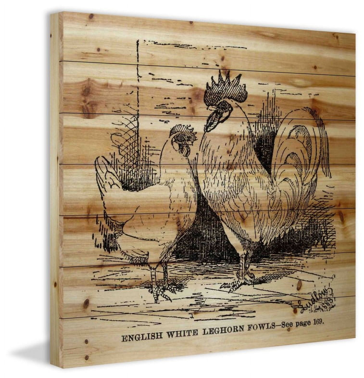 "White Leghorn" Painting Print on Natural Pine Wood