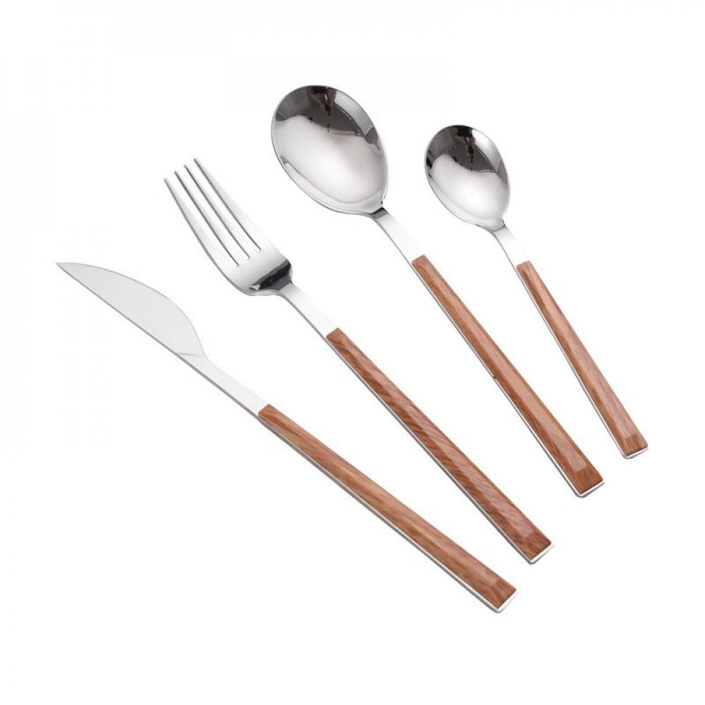 4pcs Rainbow Dining Spoon Fork Table Set Cutlery Set Ice Cream Desserts Soup