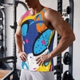 thumbnail image 5 of Logiee Abstract Color Splash Print Men's Workout Tank Top,Quick Dry Workout Tank Top,Gym Muscle Tee,Fitness Bodybuilding Sleeveless T Shirt-X-Large, 5 of 7
