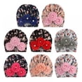 thumbnail image 3 of Baby Soft Print Hat Cap Infant Turban Hats Toddler Sun Flower Sticky Bead Pullover Cap, 3 of 4