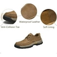 thumbnail image 4 of Men's Waterproof Leather Low-Top Hiking Shoes Casual Lace Up Non-Slip Wear-Resistant Thick-Soled Outdoor Walking Sneakers Moccasin Work Shoes, 4 of 6