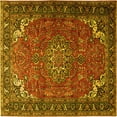 thumbnail image 1 of Ahgly Company Machine Washable Indoor Square Medallion Yellow Traditional Area Rugs, 5' Square, 1 of 4