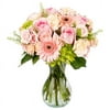 Sweet Angel by Arabella Bouquets with a Free Hand-Blown Glass Vase (Fresh-Cut Flowers, Pink, Green)