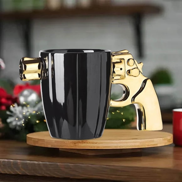 Binwennn Glasses with Handles Revolver Mug Coffee Cup Novelty Ceramic Cool Mug For Men Fashion Ceramic Coffee Tea Cup Shape Handle Mug For Men