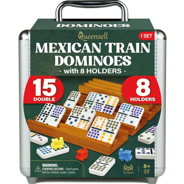 Juego de dominó Mexican Train Queensell Double 15 con 8 soportes