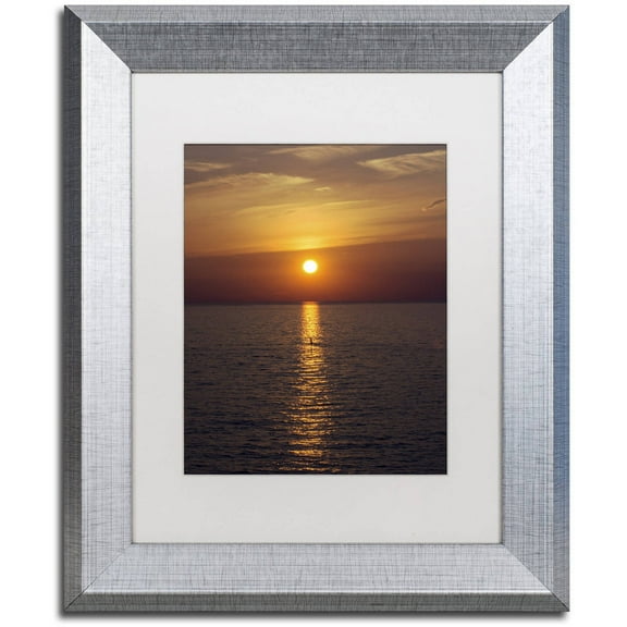 Trademark Fine Art "Sunset Paddleboard" Canvas Art by Kurt Shaffer, White Matte, Silver Frame