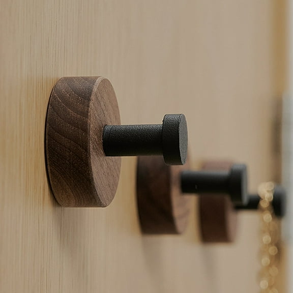 PTOOTP Dark Red Wood Wall Hooks for Coats, Space Saving Decorative Mount, 2 Pieces, and Stylish Home Organizer