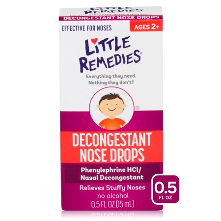 Little Remedies Decongestant Nose Drops for Nasal Congestion, Ages 2+, 0.5 oz