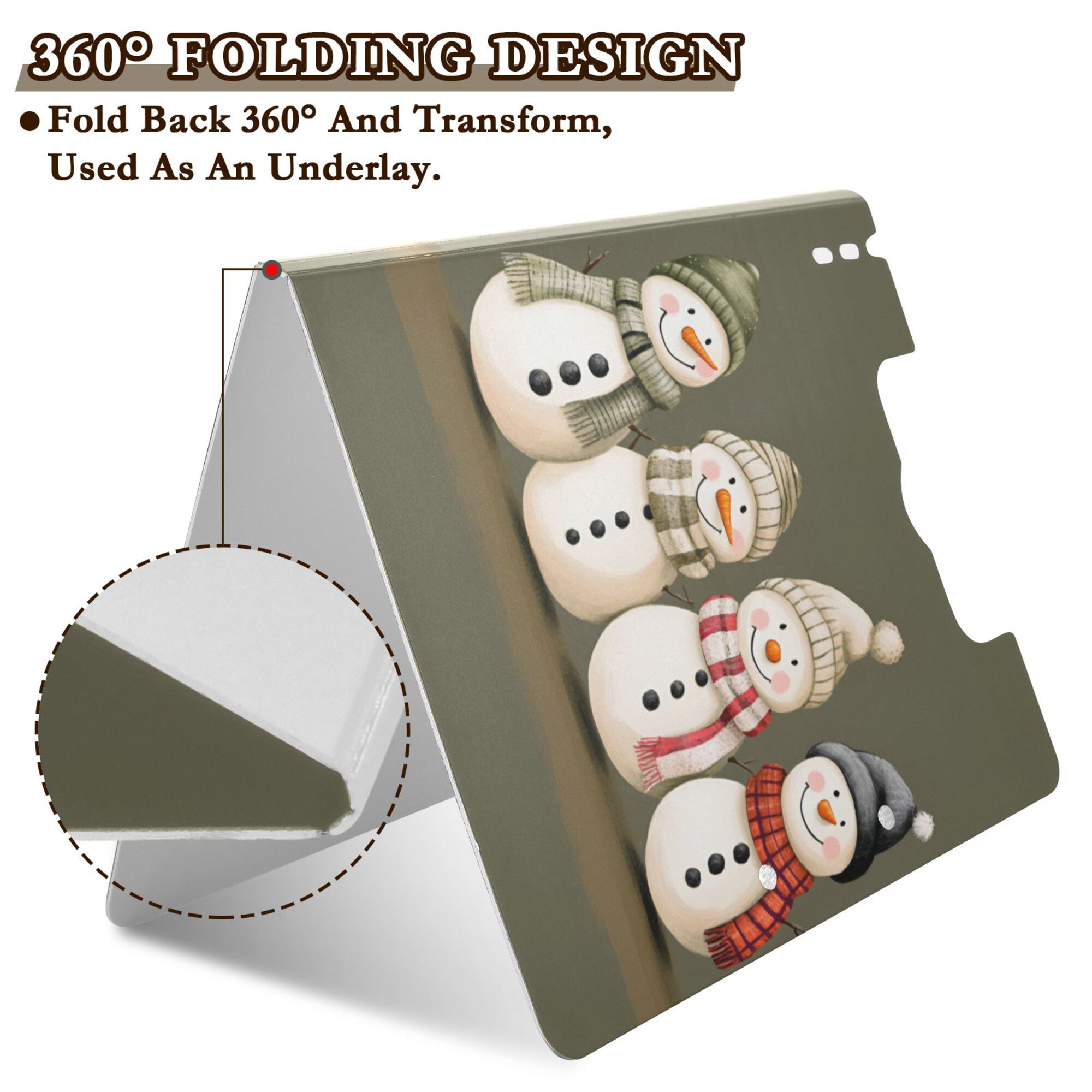FORMRS A4 Clipboard Folder with Pen Holder Horizontal Foldable School Office Binder, Cute Snowmen