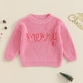 thumbnail image 2 of Okbabeha Baby Christmas Sweaters Cute Long Sleeve Letter Embroidery Knit Pullover Toddler Kids Girls Boys Winter Holiday Top, 2 of 7
