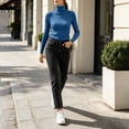 thumbnail image 7 of Vivianyo HD Women's Fitted Turtleneck Rib Knit Pullover Sweater, Fall Winter Slim Stretch Long Sleeve Top for Women Office Layering Daily Wear, Free Size, 7 of 7
