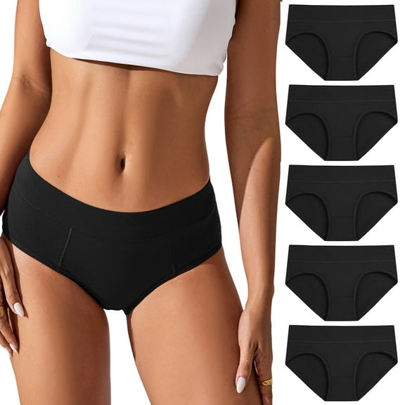 Mengpipi Women's Cotton Underwear Comfort Hipster Panties, 5 Pack, Sizes S to 2XL