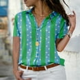 thumbnail image 2 of Button Down Shirt for Women Lapel Stripe Polka Dots Short Sleeve Tops Casual Loose Fit Summer Going out Blouse Tee, 2 of 8