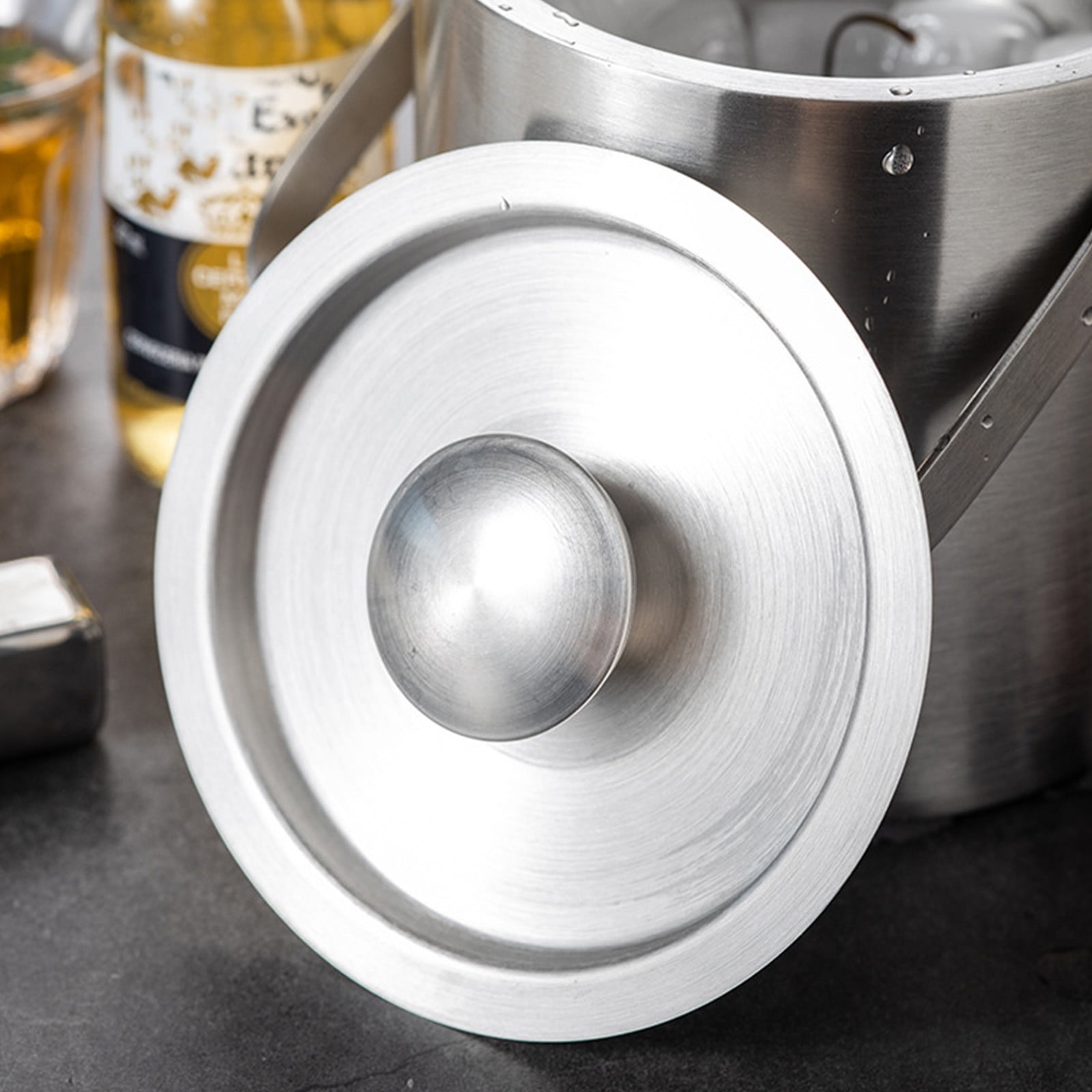 Stainless Steel Ice Buckets for Parties with Lid, 1.3L Capacity Double Wall Ice Bucket, Insulated Ice Bucket for Cocktail Bar