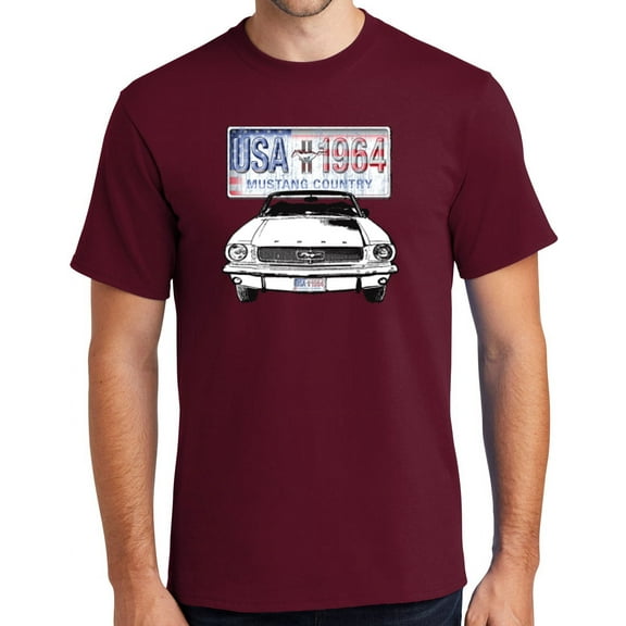 Buy Cool Shirts '64 Ford Mustang Country Cotton T-shirt, XL Cardinal Red - Tall