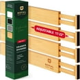 thumbnail image 2 of Royal Craft Wood Expandable Bamboo Drawer Dividers – 4-Pack Adjustable Drawer Organizer Separators for Kitchen, Bedroom, Bathroom, Cabinet, Office & Dresser Storage (17–22", Natural), 2 of 9