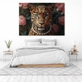 thumbnail image 3 of Mudket Framed Leopard with Pearl Necklace and Flowers Canvas Wall Art, Elegant Leopard Print Wall Decor, Vintage Animal Wall Art Ready to Hang - 12"L x 8"W, 3 of 10