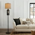 thumbnail image 5 of Oneach 63" Farmhouse Floor Lamp with 2 Light Sources ,3 Way Dimmable Black Metal Tall Standing Lamp for Bedroom, Living Room, Home, 5 of 10