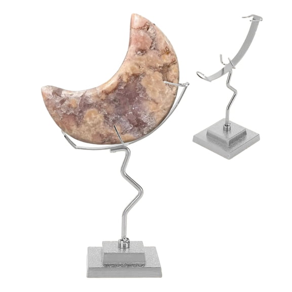 Dserhfy Moon Faux Crystal Display Holder Heavy Duty Metal Faux Gems Natural Stone Show Stand Home Office Desktop Decoration