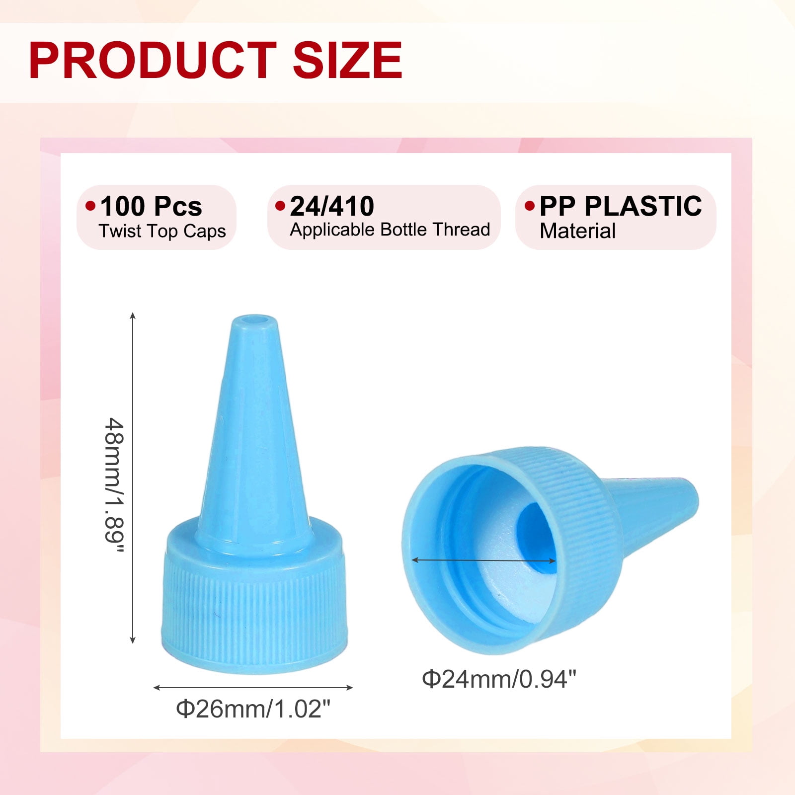 Uxcell24/410 Twist Top Caps, 100Pcs Plastic Squeeze Bottle Replacement Caps with Foam Gasket for Paint Lids Glue Dispensing DIY Crafts, Blue