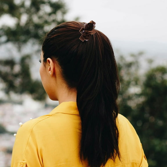 OULII 2pcs Flower Hair Scrunchies Stylish Hair Accessories for Women Comfortable Hair Ties Elastic Ponytail Holders Fashionable Hair Ropes for Girls