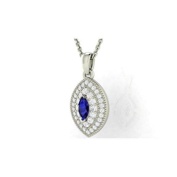 925 Sterling Silver Pendant Necklace with Silver Chain, Oval Shape