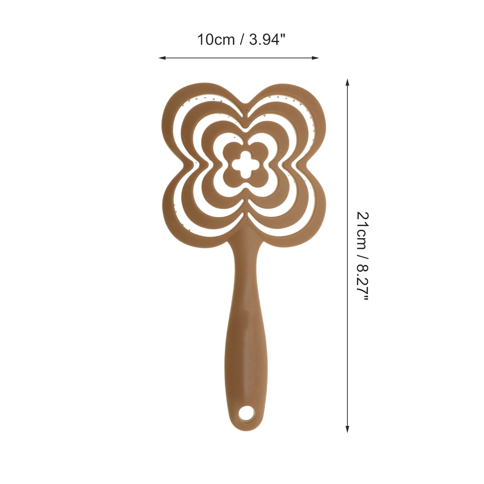 Unique Bargains 1 Pc Solid Four-leaf Clovers Hollow Comb Hair Brush Brown