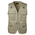 thumbnail image 1 of Odeerbi Clearance Jackets Vest Sets for Men Multi-Pocketed Photography Denim Jacket Outdoor Casual Fishing Large Size Khaki, 1 of 8