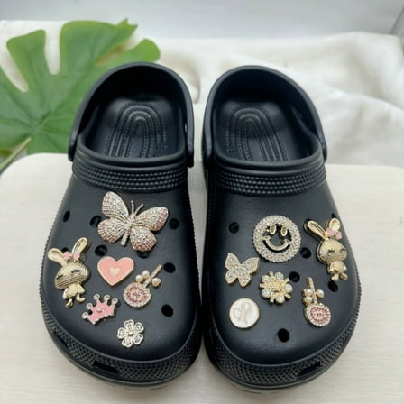Bling Shoe Charms Chain Cute Enamel Rhinestone Shoe Charms for Clog Shoes Decoration