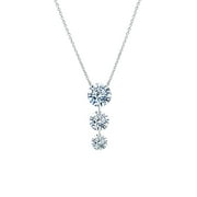 Lafonn Lassaire In Motion Sterling Silver Platinum Plated Lassire Simulated Diamond Necklace (1.55 CTTW)