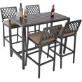 thumbnail image 1 of Sumshadow Outdoor Patio Bar Set, Bar Height Patio Dining Set, Weather-Resistant Bistro Counter Pub Set with Cushions & Slatted Tabletop for Backyard, 1 of 4