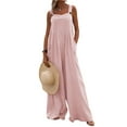 thumbnail image 4 of nvzhuang Women’s Fashion Jumpsuit Casual Button Wide Leg Suspender Overalls with Pockets, 4 of 8