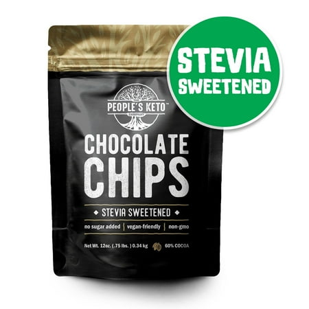 Sugar Free Chocolate Chips, Stevia Sweetened, 12 oz. Value Size, Non-GMO, Vegan, Keto, Low Carb, 60% Cocoa, All Natural, Baking Chips, Gluten Free, No Sugar Added