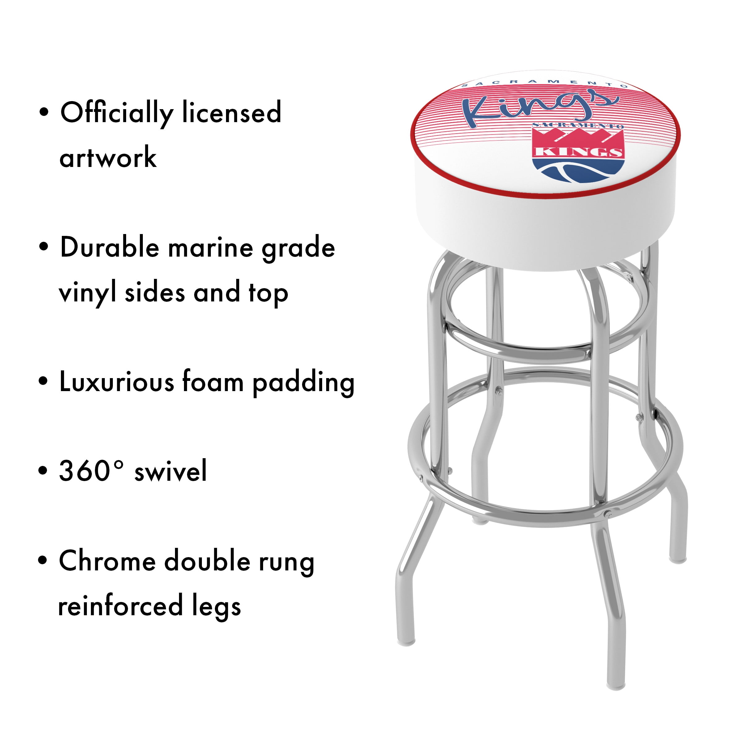 Trademark Gameroom Sacramento Kings Hardwood Classics Bar Stool with Padded Seat